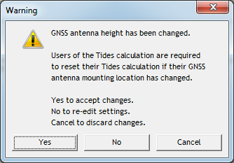 After the height has been entered the following message will appear, click OK if you want to confirm the antenna height change:
